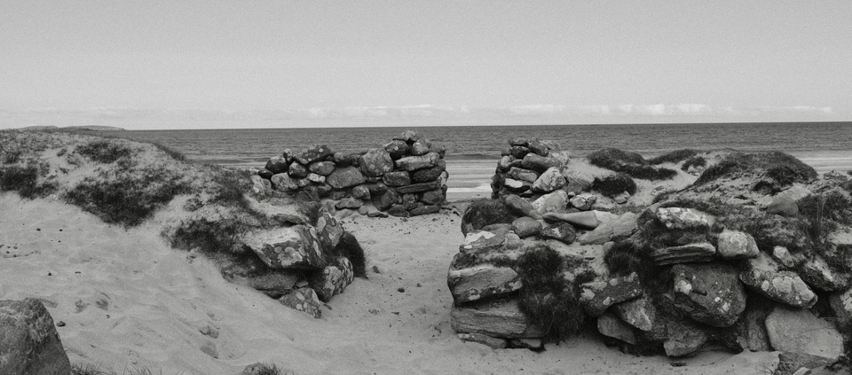 Remains of Norse settlement at Sandwick Bay, Unst, Shetland